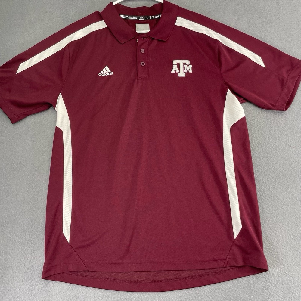Texas A&M Aggies Adidas Mens XL Performance Polo Shirt Embroidered Front & Back - Picture 2 of 9